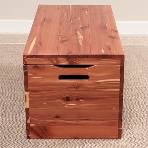 30-Inch Solid Wood Storage Chest with Anti-Slam Hinges and Handles
