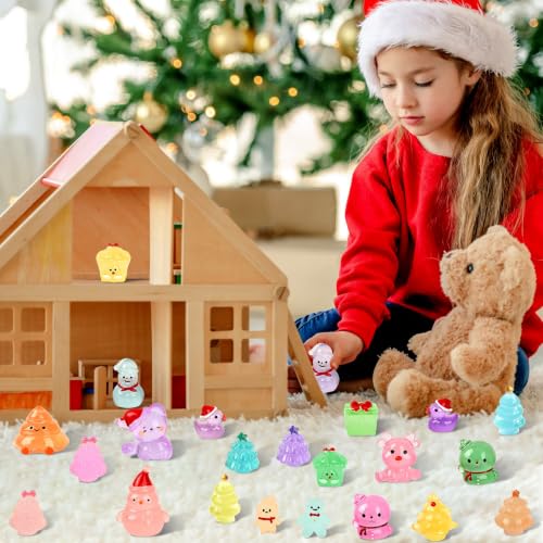 50 Pcs Luminous Christmas Mini Resin Figurines - Christmas Figurines Style (JUNEBRUSH brand)