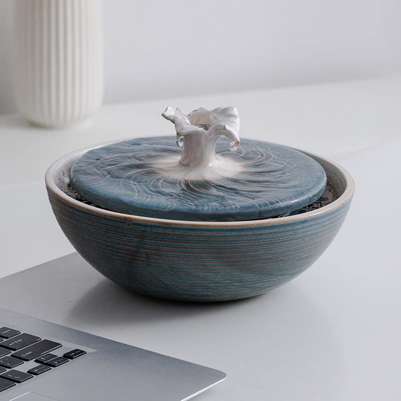 Ceramic Tabletop Water Fountain for Indoor and Outdoor Home Decor