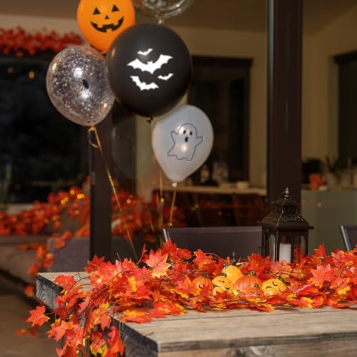 12 Pack Artificial Fall Maple Leaf Garland - 7ft Hanging Autumn Vines