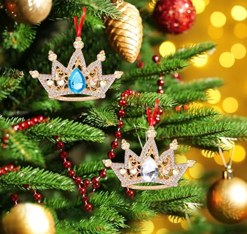 Metal Crown Christmas Ornament with Rhinestones – Decorative Keepsake