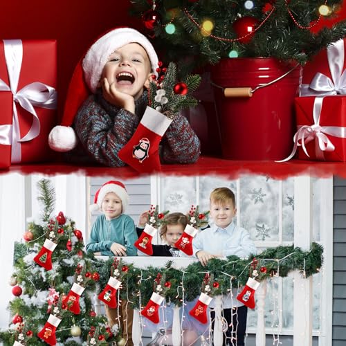 Mini Christmas Stockings Bulk Pack, 6.7 Inch Holiday Tree Decorations