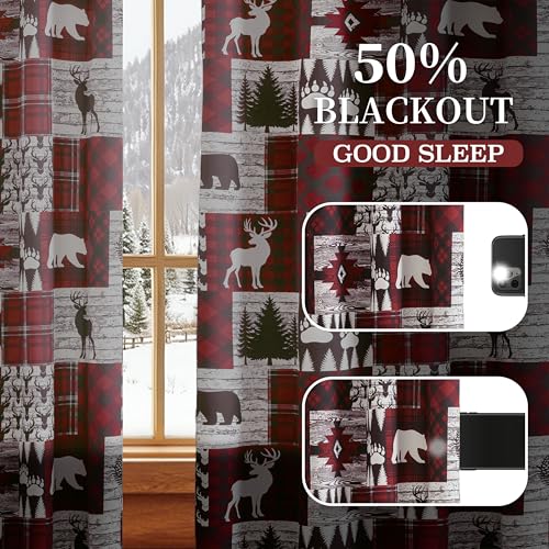 Red Rustic 2-Pane 52W x 96L Blackout Curtain Panels, Tritard