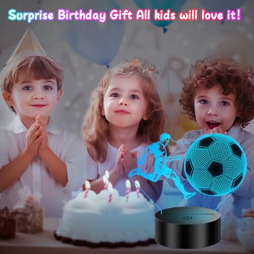 3D Soccer Night Light - LED Illusion Lamp for Kids Bedroom Decor