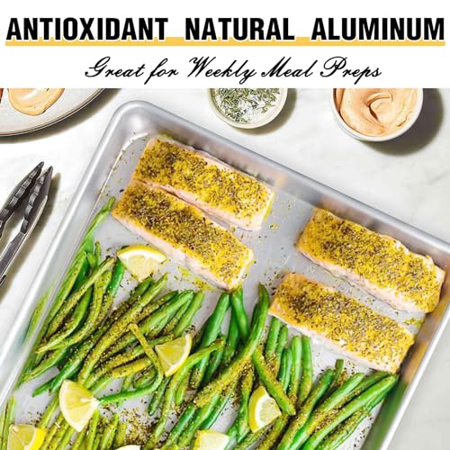 Natural Aluminum Baking Sheet Pan Set - 18x13 Inch Half Sheet (2-Pack)