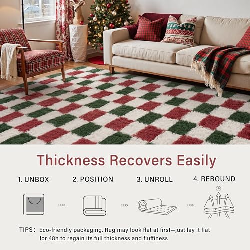PureCozy Christmas Area Rug 9x12 Plush Shag Carpet for Living Room