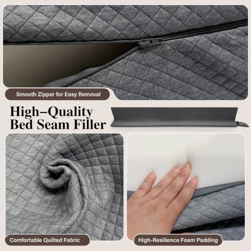 Triangle Bed Gap Filler for Headboard with Storage Pockets, Washable Cover