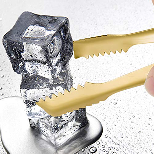 Gold Stainless Steel Ice Scoop & Tongs Set for Bar & Party Use - 7 Inch