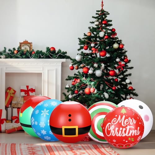 Giant 32 Inch Inflatable Christmas Ornament Balls - Outdoor Holiday Decor