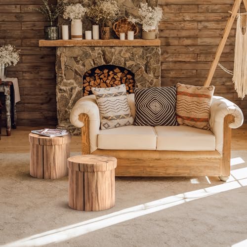 Sorbus Tree Stump Storage Ottoman Footrest - 15 Inch Brown Log Stool (1 Pack)