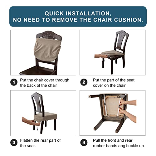 Waterproof Dining Chair Seat Covers - Set of 4, Taupe