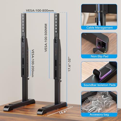 Universal Table Top TV Stand for 24-80 Inch Screens, Height Adjustable