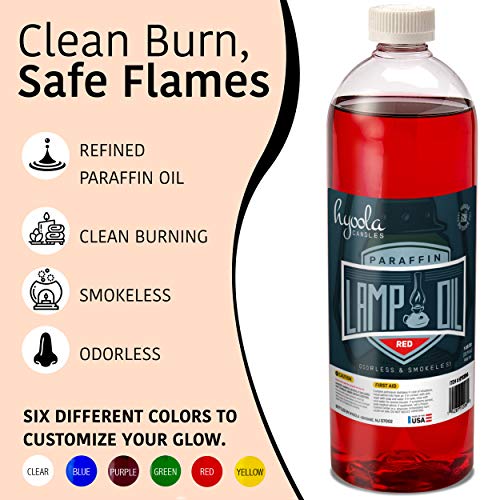 Red Liquid Paraffin Lamp Oil - Smokeless & Odorless Fuel, 32 oz