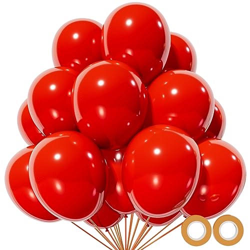 Red Latex Balloons 12 Inch 110pcs Party Decorations with Ribbons