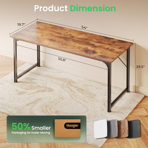 55-Inch Computer Desk - Modern Home Office Writing Table, Rustic Brown
