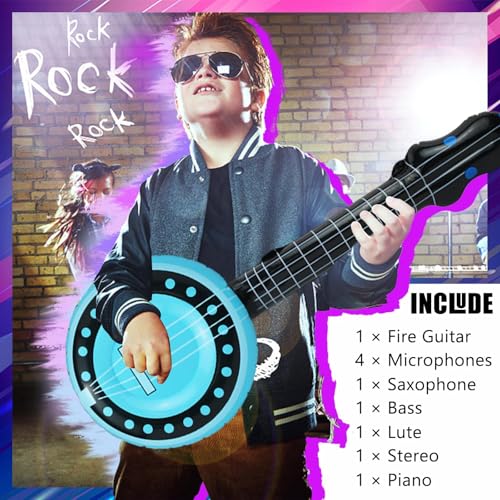 10-Piece Inflatable Rock Star Instrument Set for Party Decorations