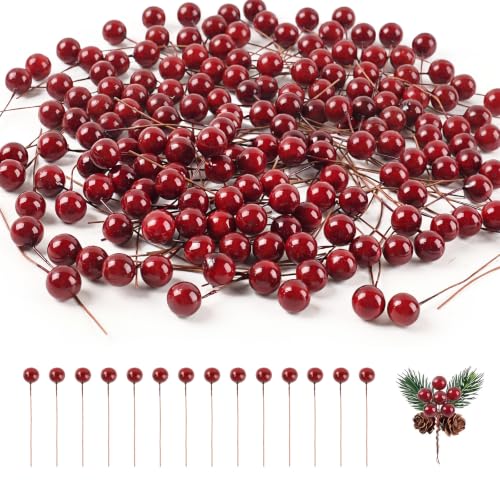 Mini Artificial Berries 200 pcs for Christmas Wreaths & Home Decor