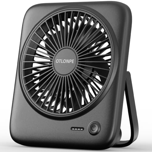 Portable Desk Fan 4000mAh Rechargeable Small Table Fan Quiet 4-Speed Black