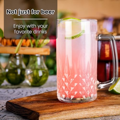 20 oz Double Wall Insulated Freezer Beer Mugs with Handles - 4 Pack