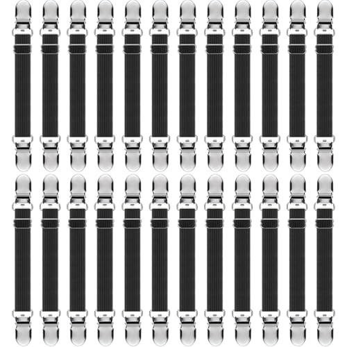 24 Pcs Adjustable Bed Sheet Clips - Heavy Duty Elastic Fasteners