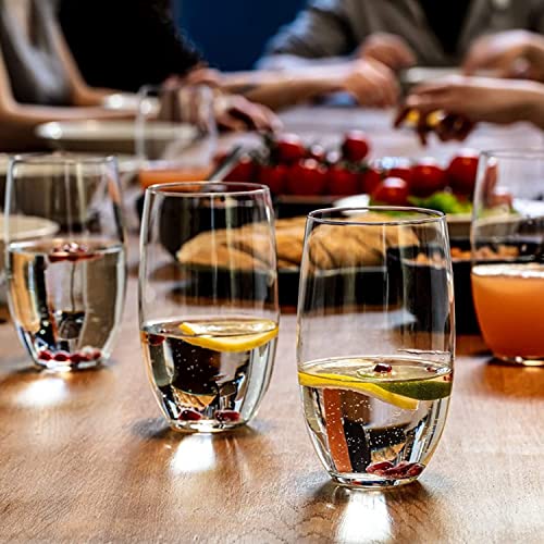 Set of 6 Lead-Free Crystal Drinking Glasses, 17.2 oz Transparent Glassware