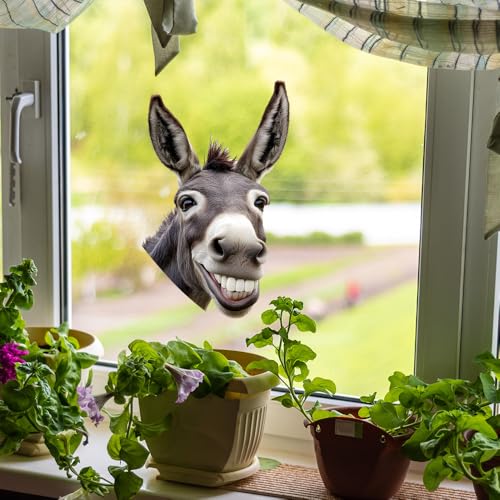 Funny Donkey and Giraffe Window Clings - Reusable Animal Glass Decals