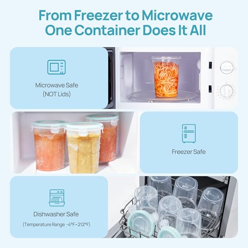 Vtopmart 12 Pack 32oz Deli Containers with Airtight Lids, Soup Containers for Take-out, Plastic Food Storage Containers for Meal Prep, Salad, Fruit, Lunch, Microwave/Dishwasher/Freezer Safe