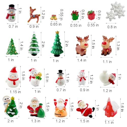 Christmas Miniature Figurines, 25Pcs Winter Mini Resin Animal Figurines Tiny Resin Santa Claus Snowman Elk Figures Model Ornaments for DIY Crafts Xmas Fairy Garden Landscape Snow Globes Home Decor