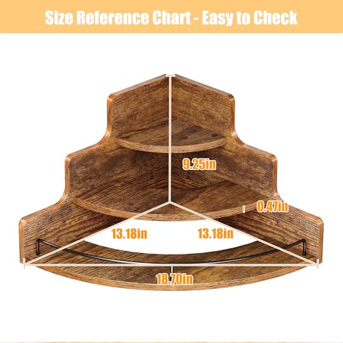 3-Tier Rustic Corner Liquor Bottle Display Shelf and Coffee Syrup Organizer
