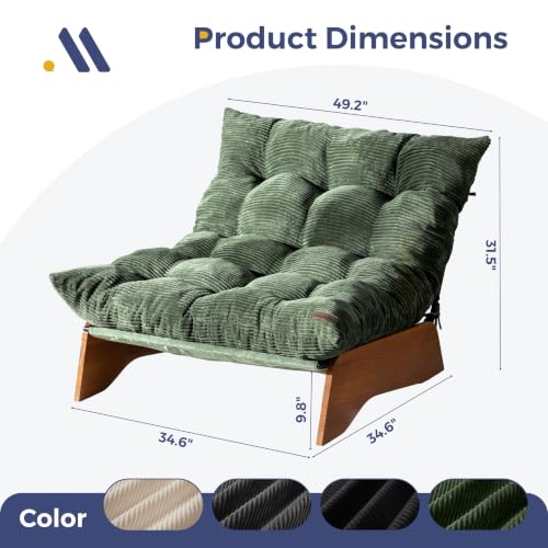 3-Position Adjustable Floor Chair with Tufted Cushion, Dark Green