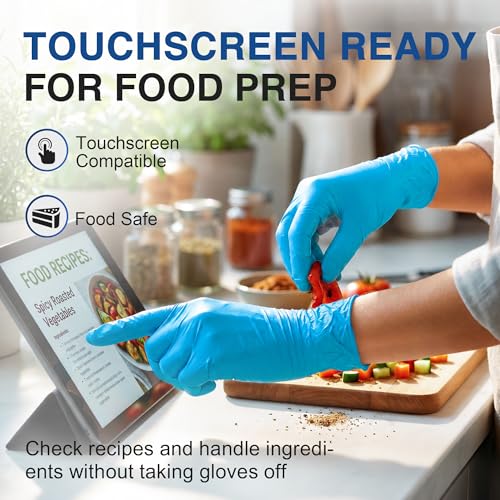 Blue Nitrile Disposable Exam Gloves - Powder Free, 3-Mil Food Safe