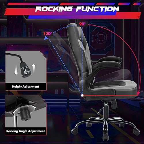Ergonomic Gaming Desk Chair with Lumbar Support and Flip-Up Armrests