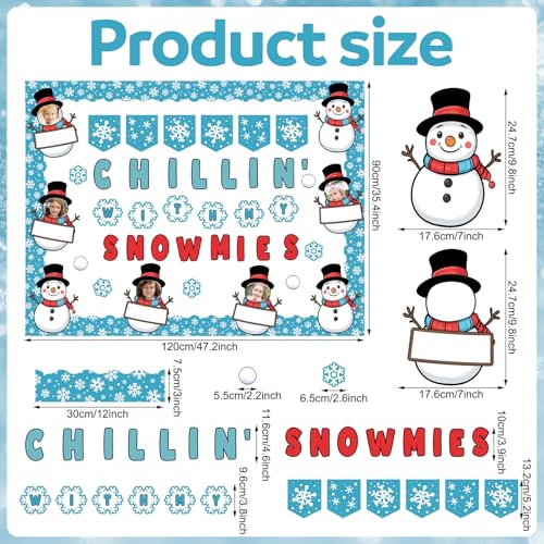 Motiskyy 76-Piece Winter Bulletin Board Set with Snowman Decor for Christmas & Holiday Parties