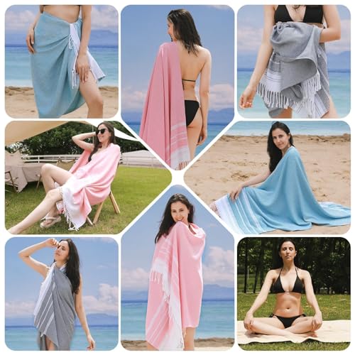 Genovega 6-Pack Oversized Turkish Beach Towels Set - 74"x38" Quick Dry