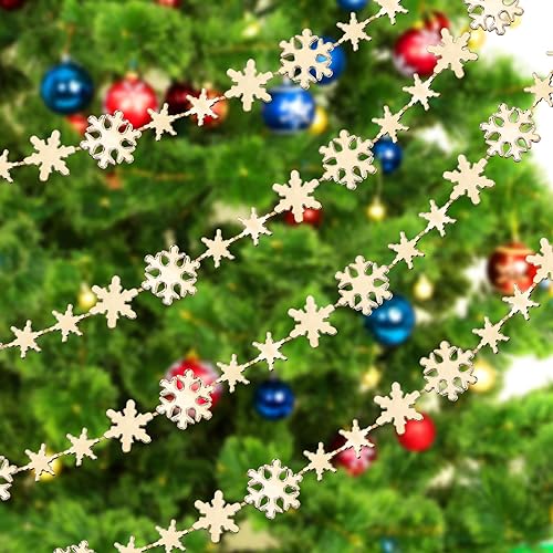 Boao Snowflake Christmas Garland 10M Champagne Gold Indoor Outdoor Decor
