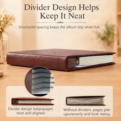 Self-Adhesive Photo Album with PU Leather Cover, 40-Page Scrapbook Album