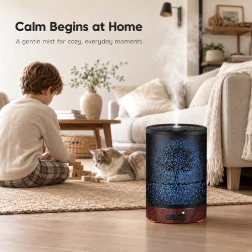 Metal Essential Oil Diffuser with LED Lights, Cool Mist Humidifier