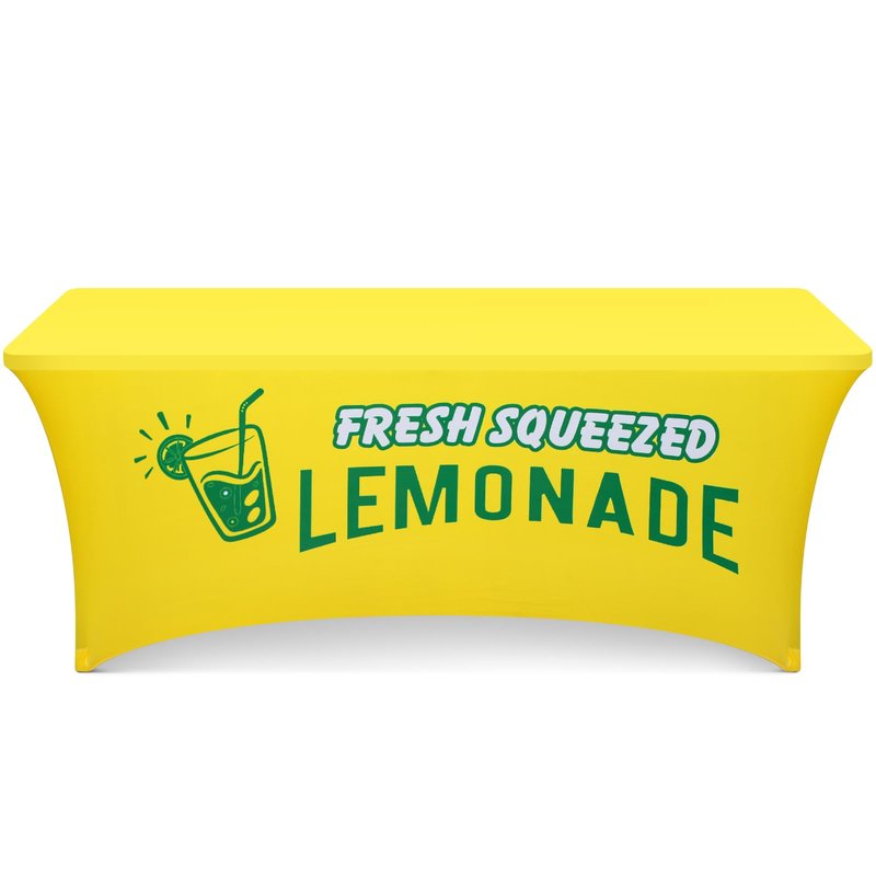 Oudain Lemonade Stand Supplies Tablecloth Stretch Spandex Table Cover Lemonade Vendor Tablecloth for Standard Folding Tables Summer Gathering Beach Picnic Lemon Birthday Party Decor (Yellow,6ft)