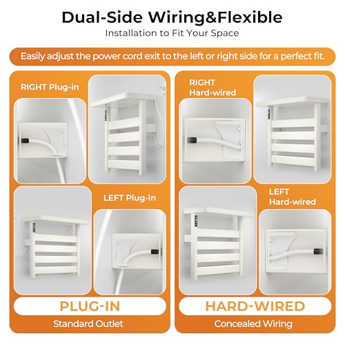 Electric Heated Towel Rack with Removable Shelf and Touch Screen Timer