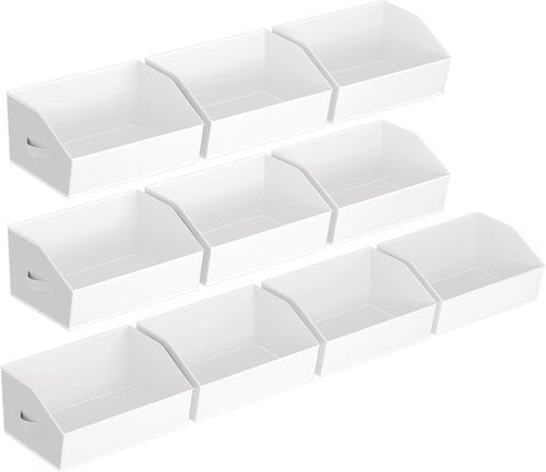 Homsorout Decorative Closet Baskets - Trapezoid Storage Bins with Handles, 10 Pack, White