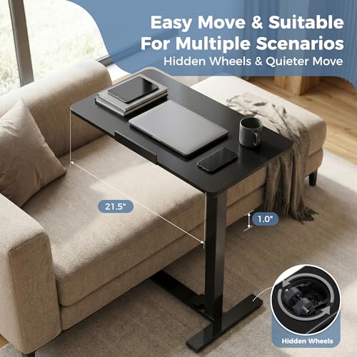 DUMOS Adjustable Overbed Bedside Table & Standing Desk for Hospital & Home