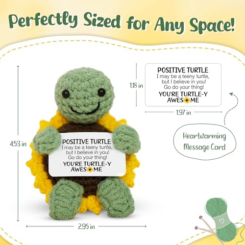 Handmade Crochet Turtle Encouragement Gift with Positive Message