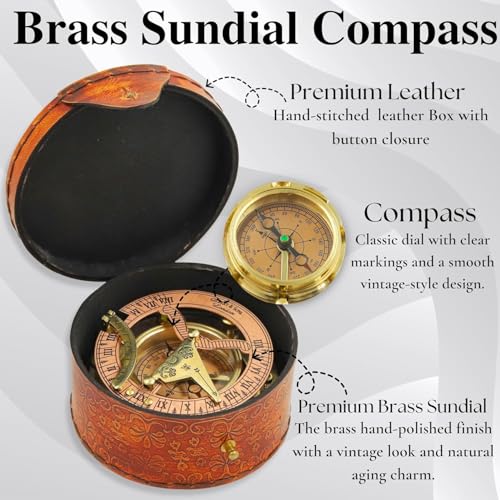 Antique Brass and Copper Sundial Compass - Nautical Vintage Gift