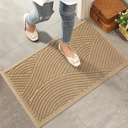 Absorbent Front Door Mat - Non-Slip Indoor Outdoor Doormat, 29x17, Beige