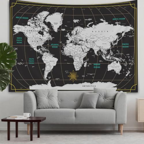 World Map Wall Tapestry (80x60 Inches) - Educational Art for Bedroom & Dorm