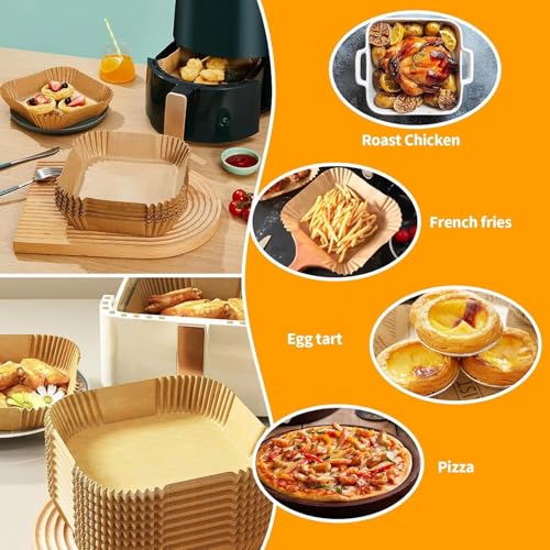 150Pcs 8-Inch Square Air Fryer Disposable Paper Liners, Non-Stick Parchment