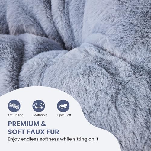 Oversized Faux Fur Moon Chair, Foldable Square Lounge Chair for Adults