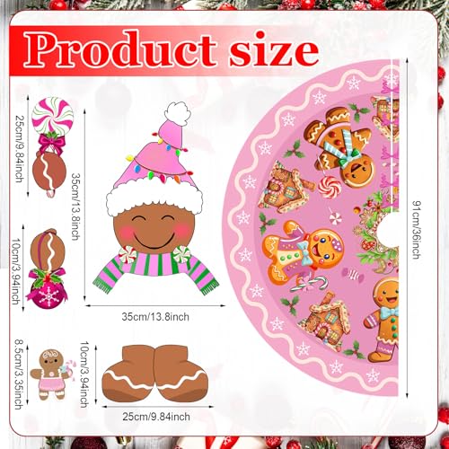 Hungdao Pastel Pink Gingerbread Man Christmas Tree Topper & Ornaments Set