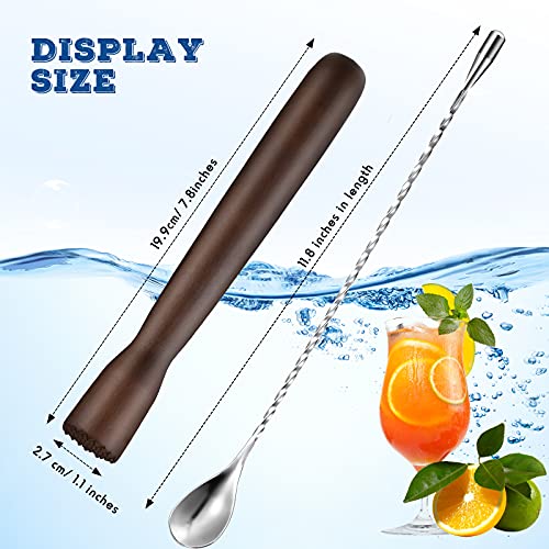 Patelai Brown Wooden Cocktail Muddler & Stainless Steel Bar Spoon Set