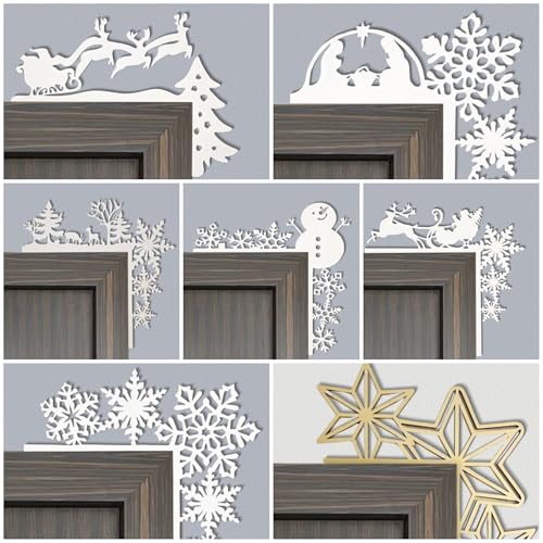 8-Inch Wooden Christmas Door Topper - Door Frame Decor, Xmas Wall/Window Accent (Fab isup) - Christmas Tree 2